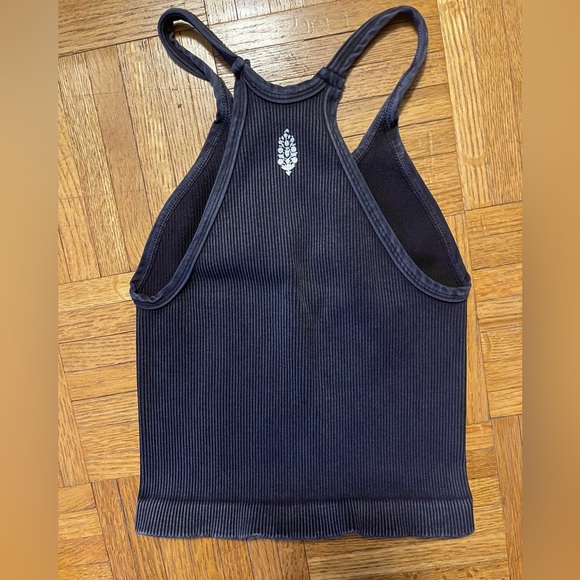 NWOT Free People Happiness Runs Long Crop Top Washed Black Size XS/S $40 - Picture 5 of 10